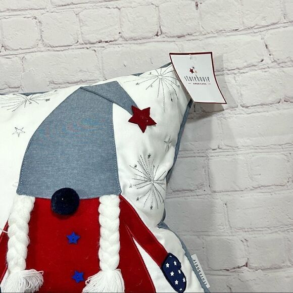 Super Cute Accent Pillow with Knome details by Storehouse Patriotic theme NWT - Picture 2 of 5